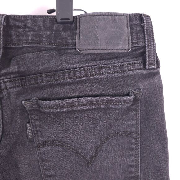 Levis Jeans 711 Womens Size 29 x 25 Black ankle Studded Rhinestone Distressed - Picture 9 of 12